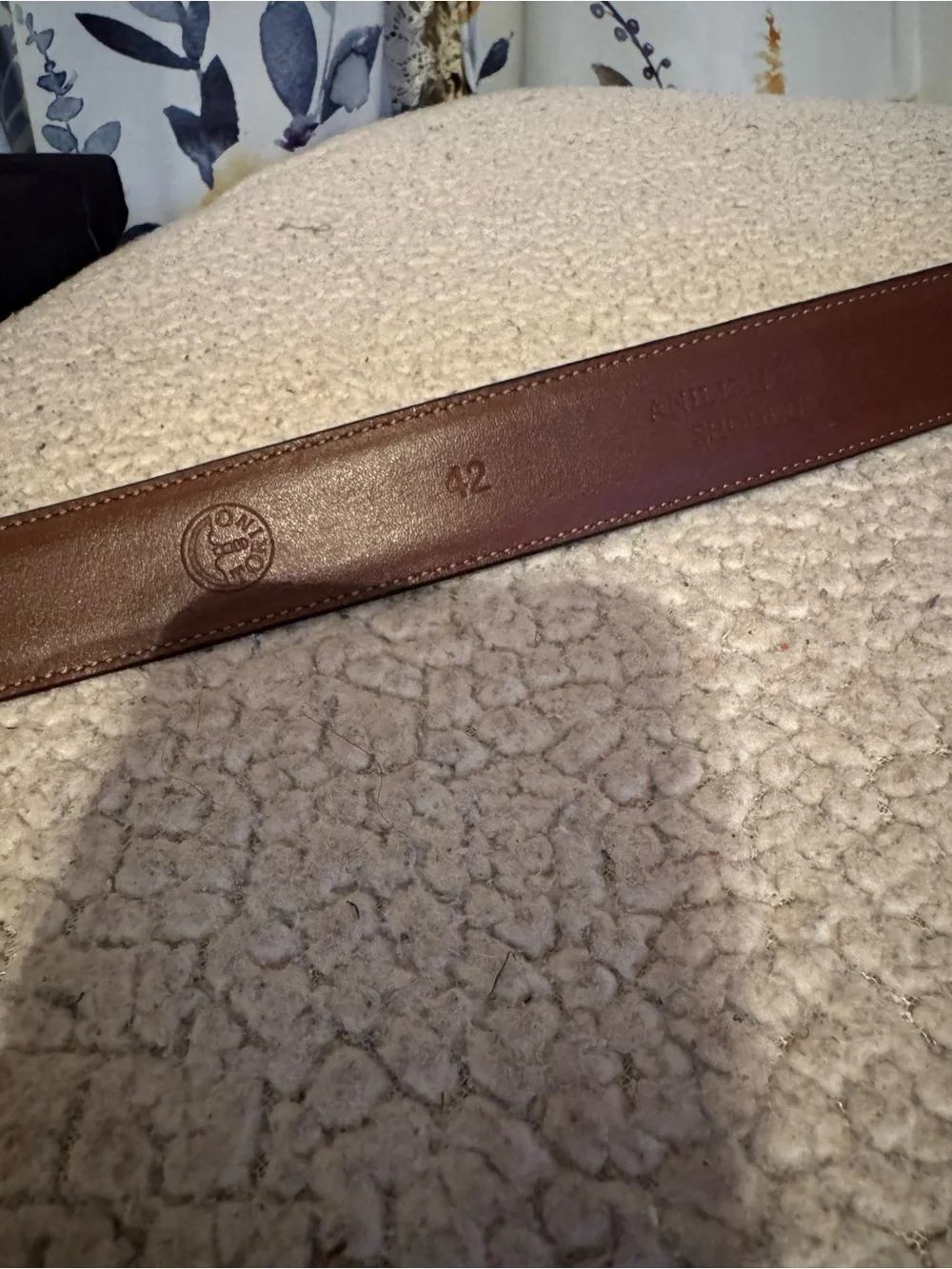 Men's Black Leather Belt with Polished Gold Buckle Size 42